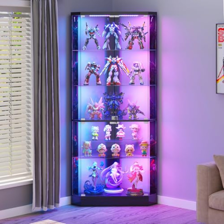 Display Case Acrylic - Corner Display Case with RGB Lights